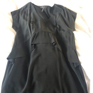 BCBG Black short-sleeve dress with ruffle peplum